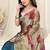 Beige chiffon floral print saree with unstitched blouse piece