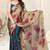 Beige chiffon floral print saree with unstitched blouse piece