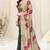 Beige chiffon floral print saree with unstitched blouse piece