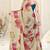 Beige chiffon floral print saree with unstitched blouse piece