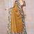 Dark Mustard Chiffon Solid/Leaf Printed Saree With Unstitched Blouse Piece