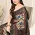Beige chiffon kalamkari floral printed saree with unstitched blouse piece