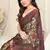 Beige Chiffon Kalamkari/Floral Printed Saree With Unstitched Blouse Piece