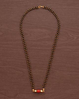 Black crystal mangalsutra 18" SHORT one gram gold 2