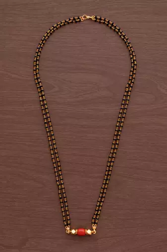 Black crystal mangalsutra 18" SHORT one gram gold