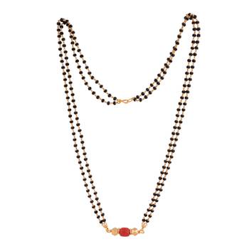 Black crystal mangalsutra 18" SHORT one gram gold 3
