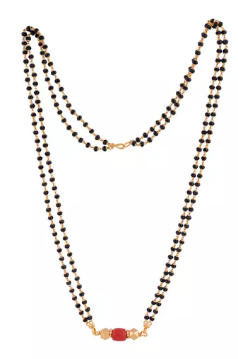 Black crystal mangalsutra 18" SHORT one gram gold