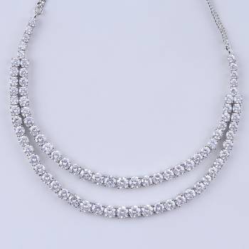 Brass cubic zirconia sparkling american diamonds necklace and earrings set 3