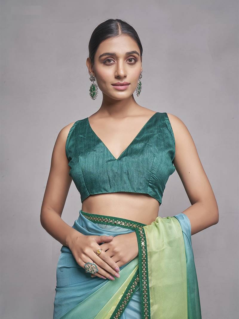 Women Party Wear Plan Saree with Designer Un Stitched Blouse