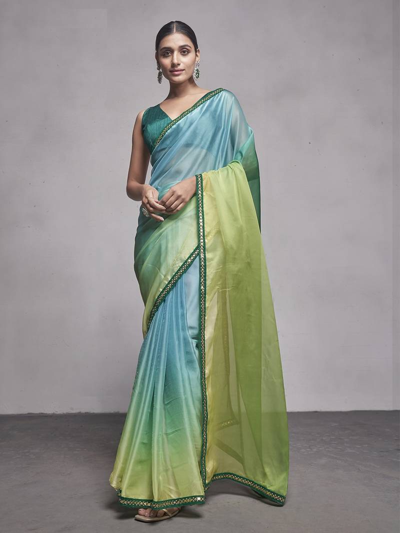 Women Party Wear Plan Saree with Designer Un Stitched Blouse