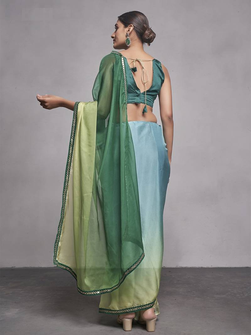 Women Party Wear Plan Saree with Designer Un Stitched Blouse