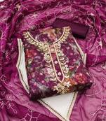 Purple Organza Banarasi Dress Material With Inner