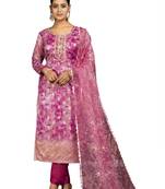 Women's multi unstitched digital print organza banarasi jacquard dress material 