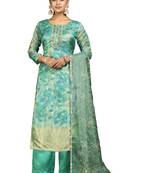 Women's multi unstitched digital print organza banarasi jacquard dress material 