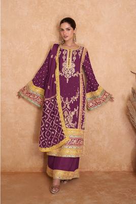WINE CHINON EMBROIDERED SALWAR KAMEEZ 1