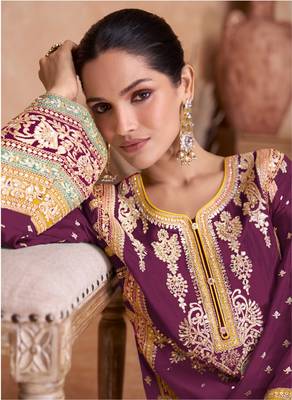 WINE CHINON EMBROIDERED SALWAR KAMEEZ 2