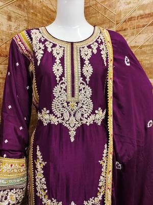 WINE CHINON EMBROIDERED SALWAR KAMEEZ 4