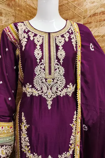 WINE CHINON EMBROIDERED SALWAR KAMEEZ