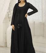 Black colour ethnic looking gown with designer shrug