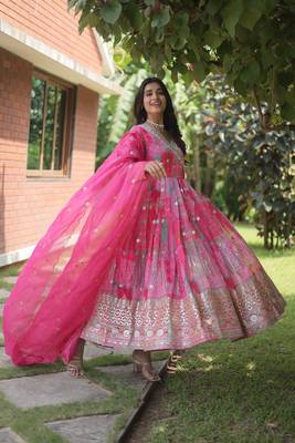 Pink colour designer long kurti with dupatta for glamorous girlish looks 2