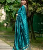 Blue Designer tussar silk blend Saree With Girlish Looks