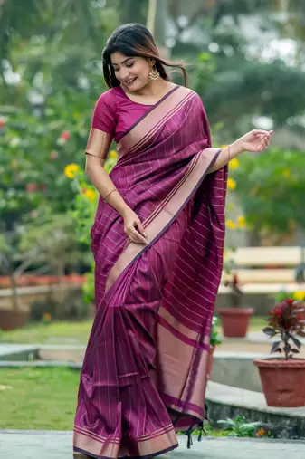 Pink Designer tussar silk blend Saree With Girlish Looks