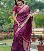 Pink Designer tussar silk blend Saree With Girlish Looks