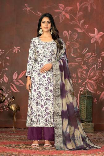 Wine colour ethnic partywear suit in girlish jam cotton fabric