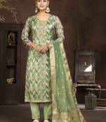Green colour ethnic partywear suit in girlish organza fabric
