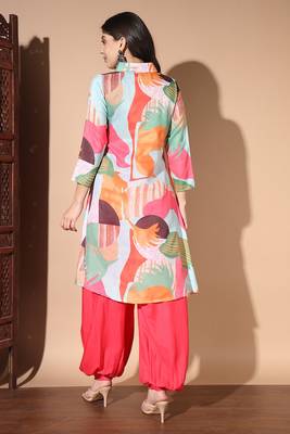 Gajri colour designer printed kurti with patiyala bottom set 2