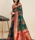 Green Traditional Banarasi silk blend Saree