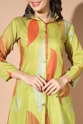 Green colour designer printed kurti with patiyala bottom set 3
