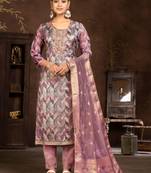 Pink colour ethnic partywear suit in girlish organza fabric