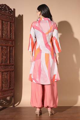 Pink colour designer printed kurti with patiyala bottom set 2