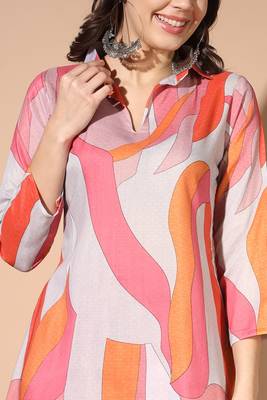 Pink colour designer printed kurti with patiyala bottom set 3