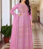 Designer girlish partywear pink colour anarkali dress for girls