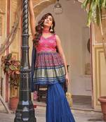 Heavy gajji lagdi patta pink colour fancy designer kurta with sharara for girlish looks