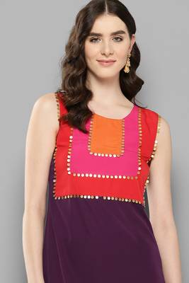 Girlish and stylish burgundy colour partywear solidpattern style 3