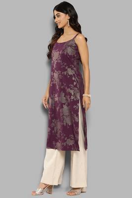 Girlish and stylish wine colour partywear floral printedpattern style 4