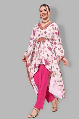 Girlish and stylish beige colour partywear floral printedpattern style 1