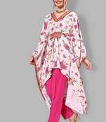 Girlish and stylish beige colour partywear floral printedpattern style