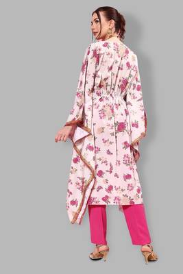 Girlish and stylish beige colour partywear floral printedpattern style 2