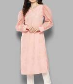 Girlish and stylish pink colour partywear floral printedpattern style