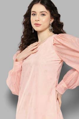 Girlish and stylish pink colour partywear floral printedpattern style 3