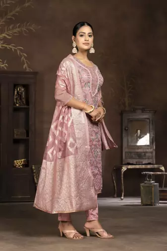 Pink colour ethnic suits for trendy party looks