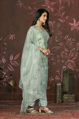 Grey colour smart embroidery work salwar kameez for festive looks 3