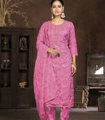 Pink colour smart embroidery work salwar kameez for festive looks