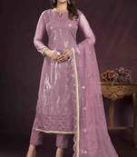 Onion colour festive wear elegant sequins work smart dress