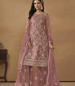 Pink colour fancy sequins work girlish partywear sharara dress