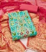 Turquoise Jam Cotton Unstitched Dress Material